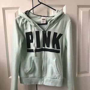 Turquoise PINK zip-up sweat shirt